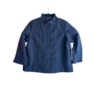 Linea Women's Vintage Classic Textured Black Lined Jacket Size Large 3/4 Sleeves